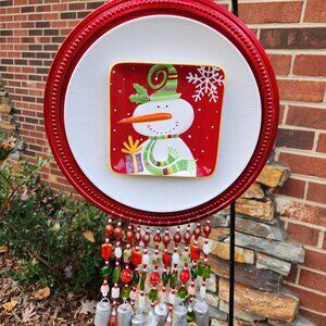 Christmas Snowma Plate Dish Flower Windchime SunCatcher Lampwork Beads Tin Bells